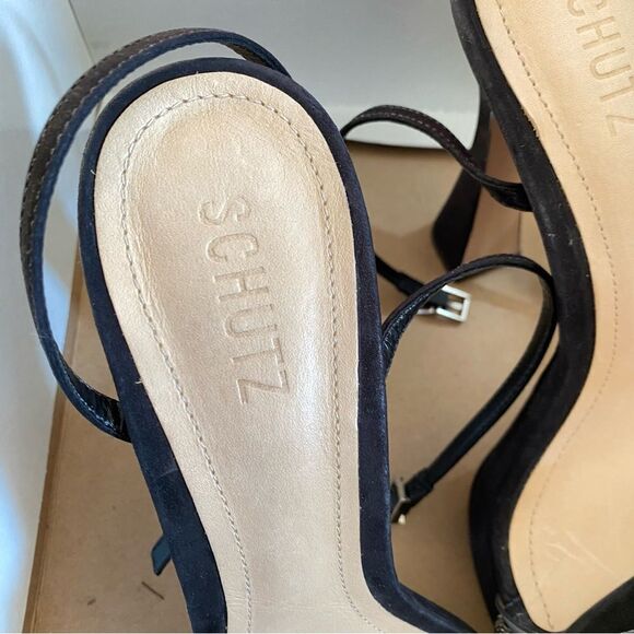 New SCHUTZ peaky platforms Shoes black suede rhinestone high heels 10 Revolve - Picture 13 of 15